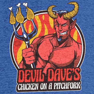 devil dave chicken on a pitchfork